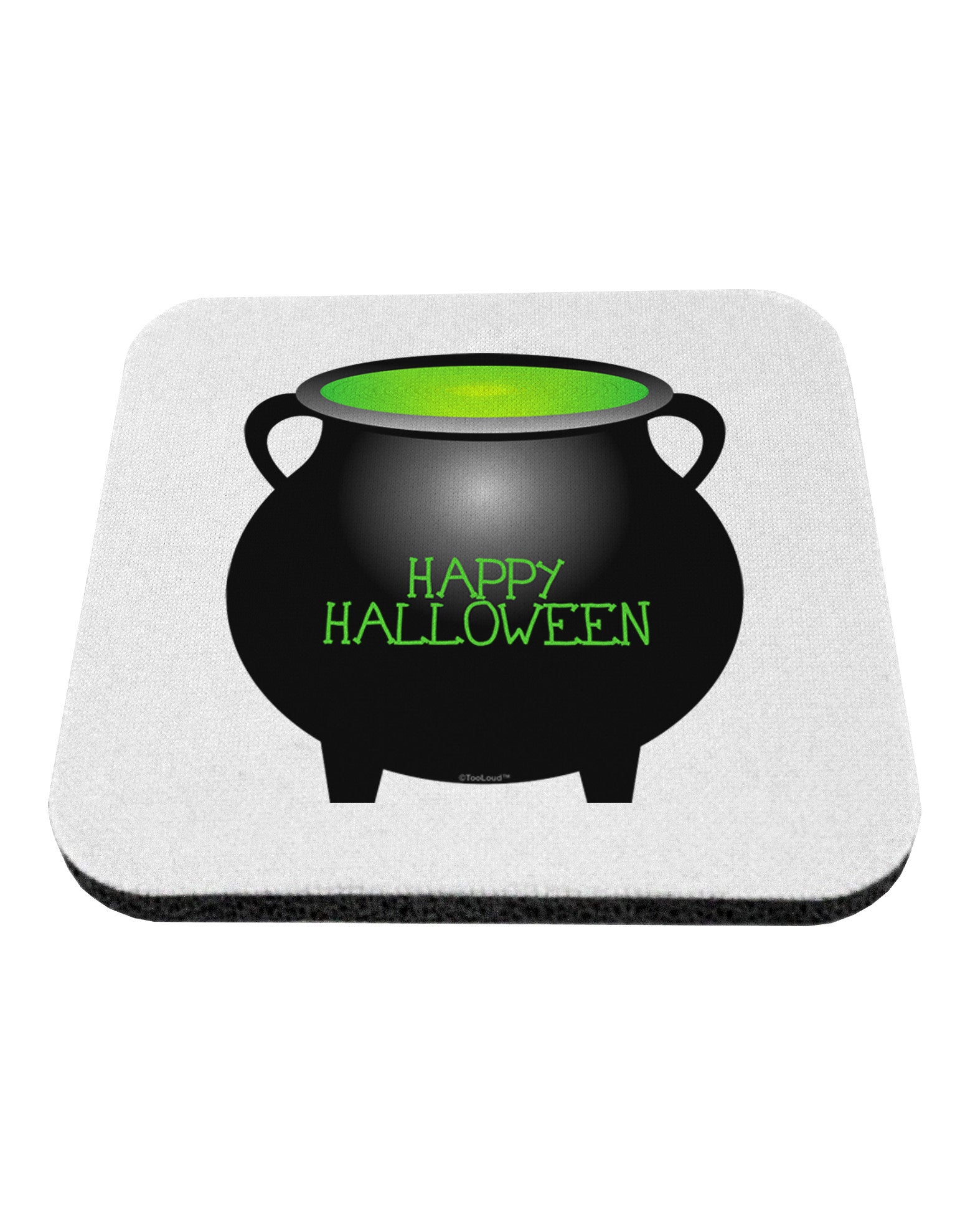 Witches Cauldron Happy Halloween Coaster-Coasters-TooLoud-White-Davson Sales