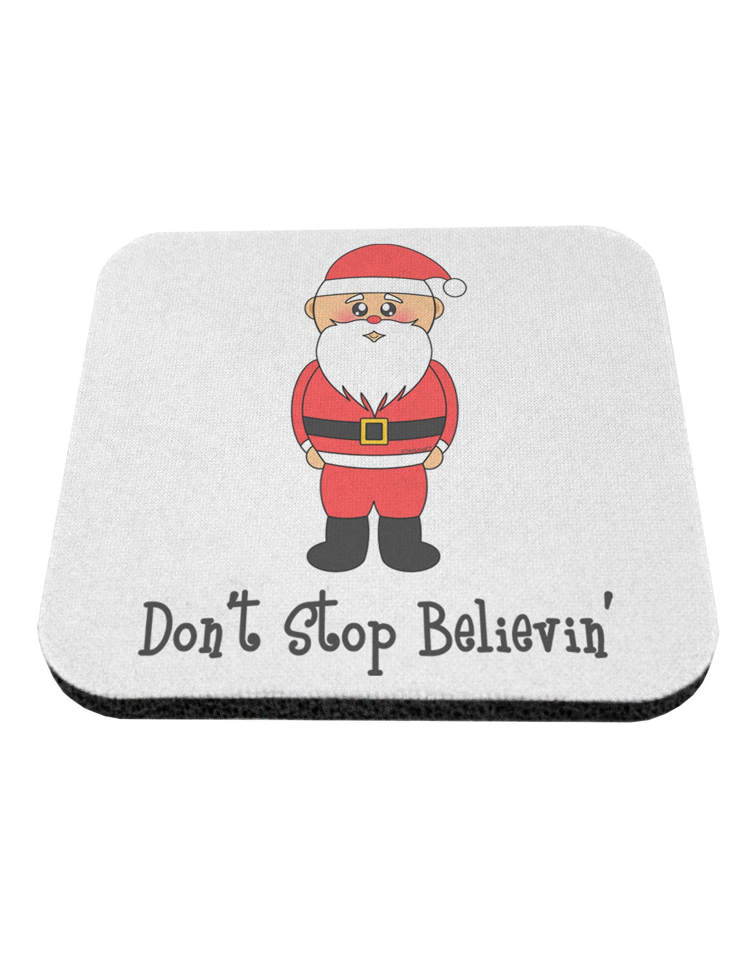 Don't Stop Believin' Santa Christmas Coaster-Coasters-TooLoud-White-Davson Sales