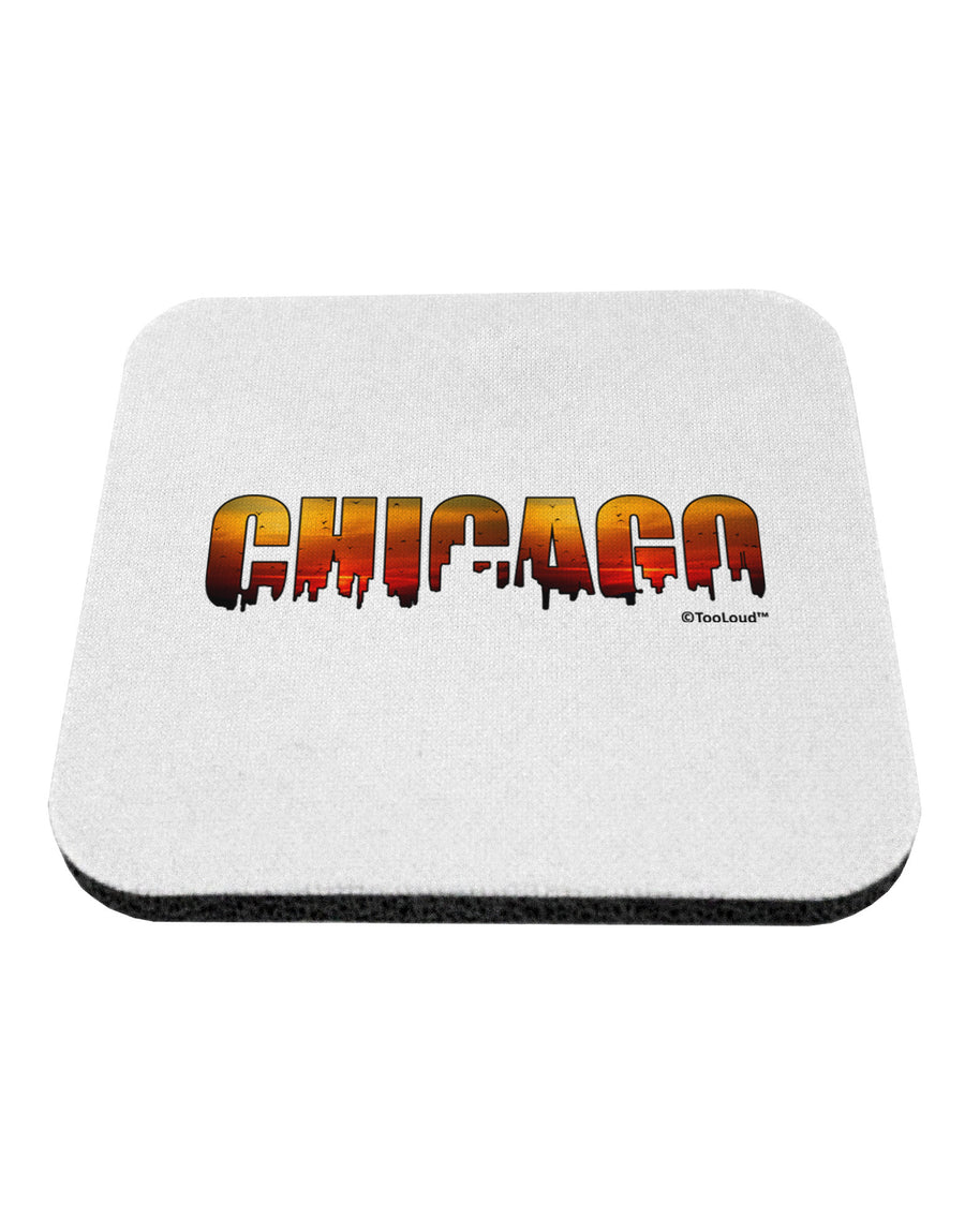 Chicago Skyline Cutout - Sunset Sky Coaster by TooLoud-Coasters-TooLoud-White-Davson Sales