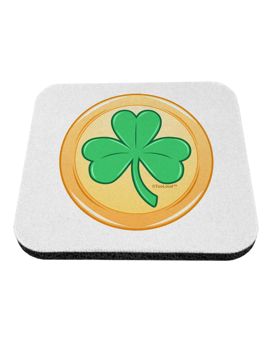 Shamrock Button Vector Design Coaster by TooLoud-Coasters-TooLoud-White-Davson Sales