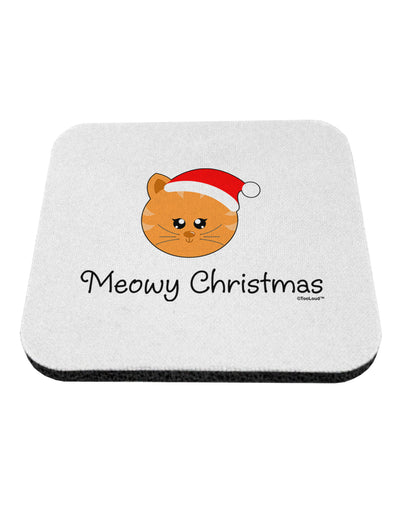 Meowy Christmas Cute Cat Santa Hat Coaster-Coasters-TooLoud-White-Davson Sales