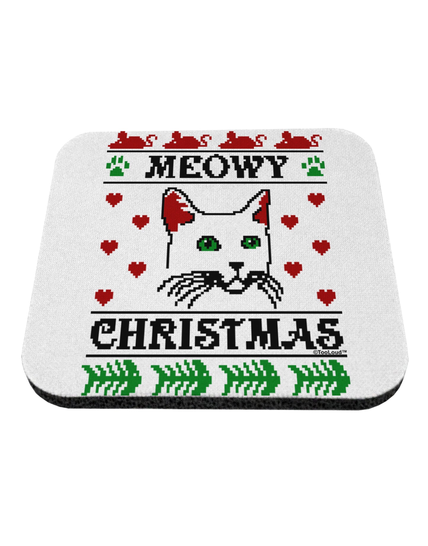 Meowy Christmas Cat Knit Look Coaster by TooLoud-TooLoud-1-Davson Sales