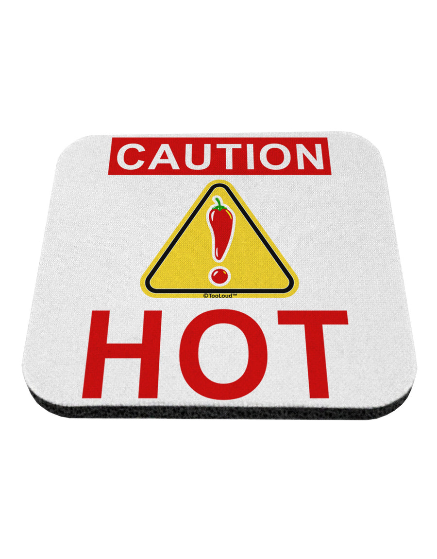 Caution Hot Chili Pepper Sign Coaster-Coasters-TooLoud-White-Davson Sales