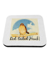 Red-tailed Hawk Text Coaster-Coasters-TooLoud-White-Davson Sales