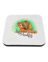 Squirrel Monkey Watercolor Text Coaster-Coasters-TooLoud-White-Davson Sales