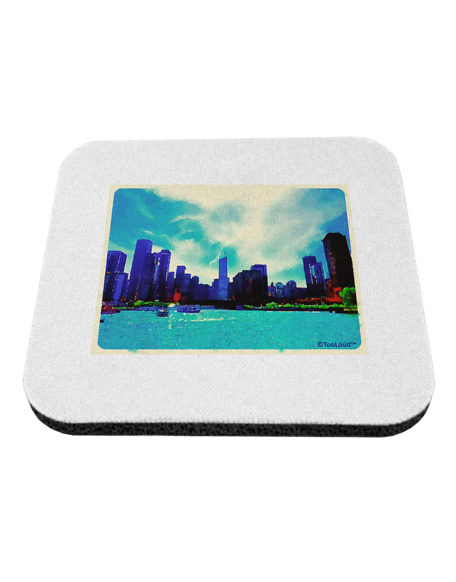 Chicago Skyline Watercolor Coaster-Coasters-TooLoud-White-Davson Sales