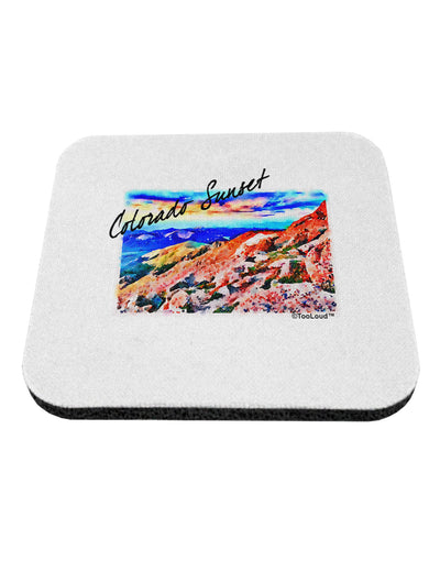 Colorado Mtn Sunset Bold WaterColor Coaster-Coasters-TooLoud-1-Davson Sales