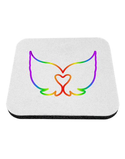 Cute Rainbow Angel Wings Heart Coaster-Coasters-TooLoud-White-Davson Sales