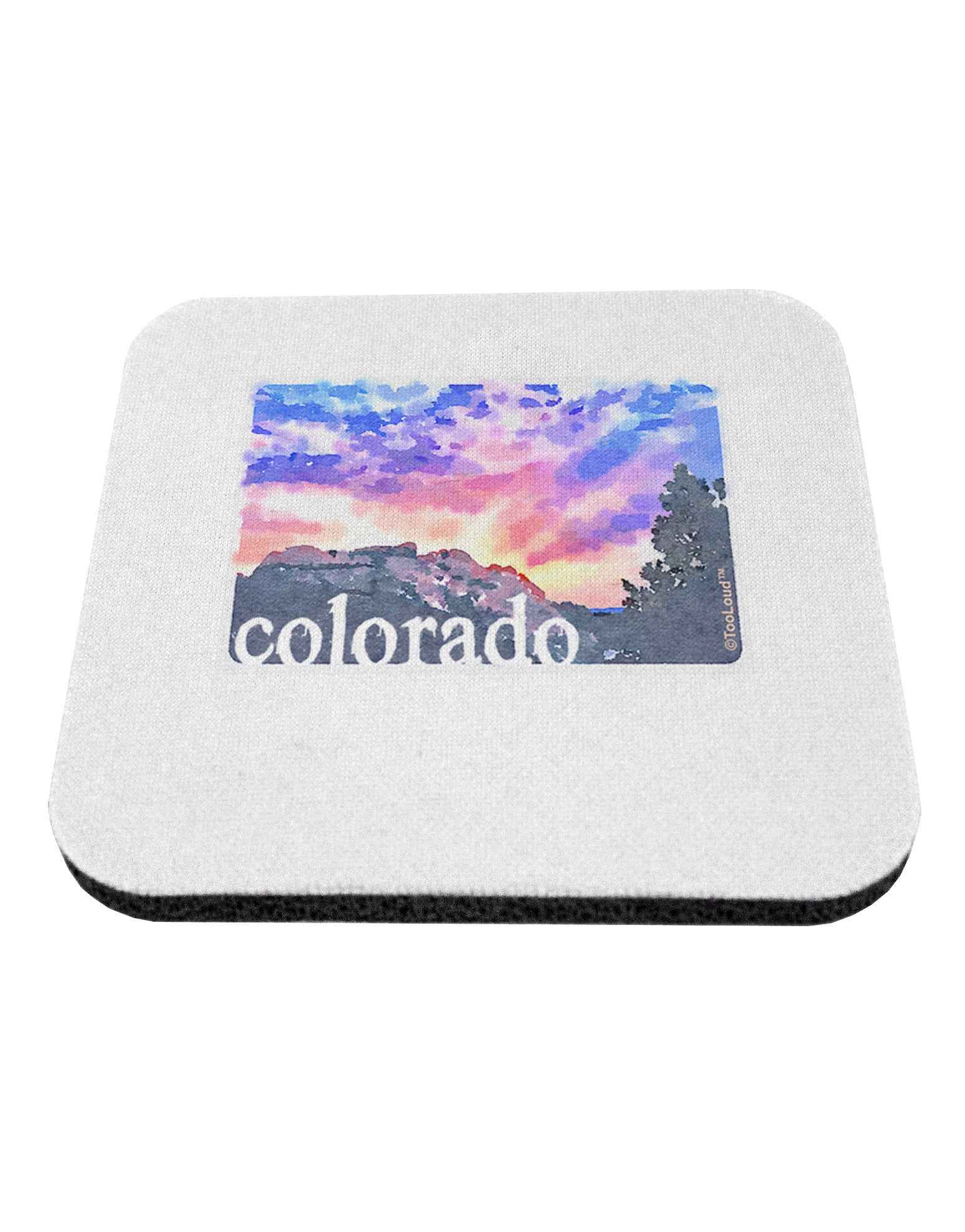 CO Rainbow Sunset Watercolor Text Coaster-Coasters-TooLoud-1-Davson Sales
