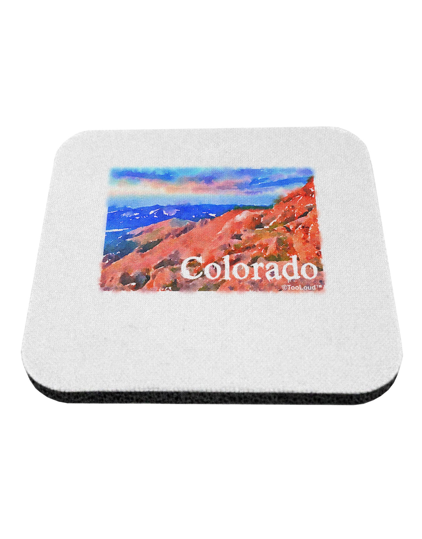 Colorado Mtn Sunset Soaked WaterColor Coaster-Coasters-TooLoud-1-Davson Sales