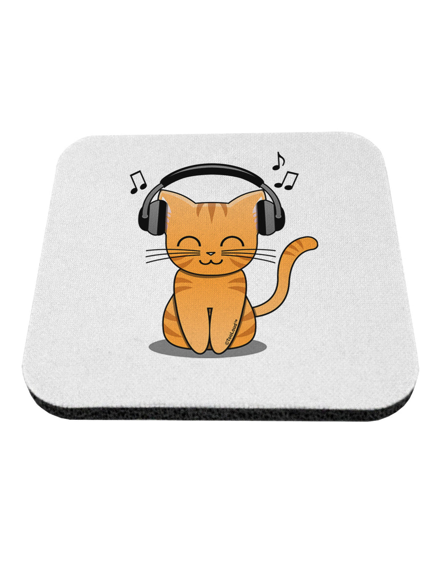 Cute Kitty With Headphones Coaster-Coasters-TooLoud-1-Davson Sales