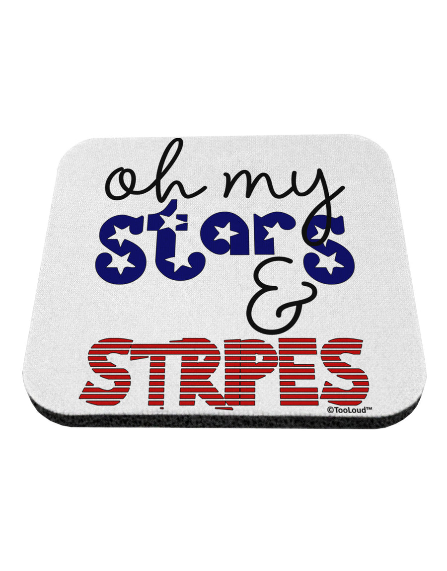 Oh My Stars and Stripes - Patriotic Design Coaster-Coasters-TooLoud-White-Davson Sales