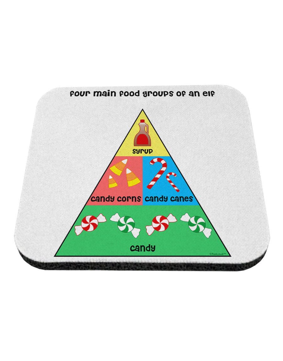 Four Main Food Groups of an Elf - Christmas Coaster-Coasters-TooLoud-White-Davson Sales