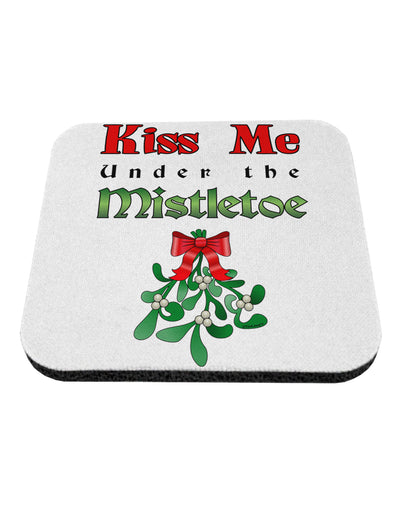 Kiss Me Under the Mistletoe Christmas Coaster-Coasters-TooLoud-White-Davson Sales