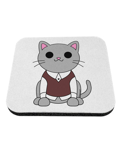 Cute Sweater Vest Cat Design Coaster by TooLoud-Coasters-TooLoud-White-Davson Sales
