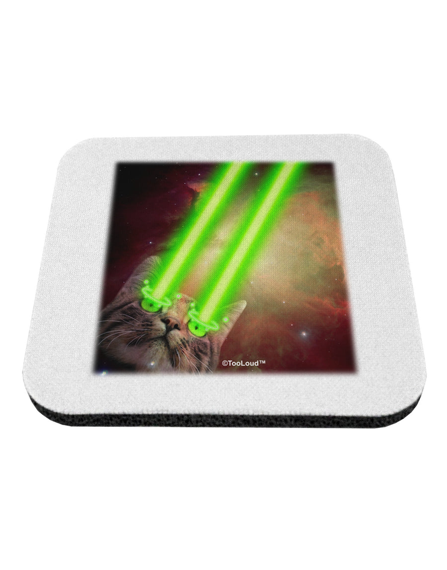 Laser Eyes Cat in Space Design Coaster by TooLoud-Coasters-TooLoud-White-Davson Sales