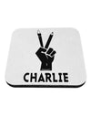 Hand Peace Sign - Charlie Design Coaster by TooLoud-Coasters-TooLoud-White-Davson Sales