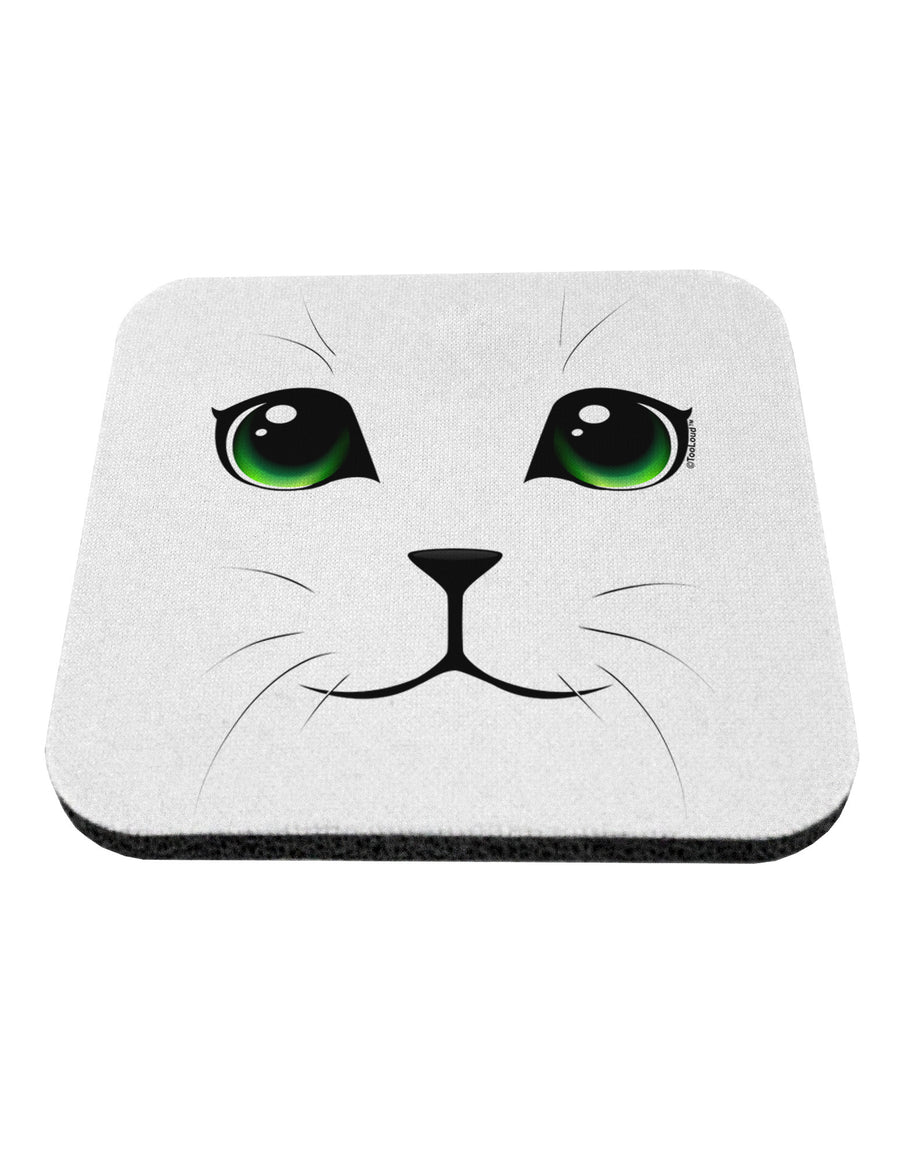 Green-Eyed Cute Cat Face Coaster-Coasters-TooLoud-1-Davson Sales