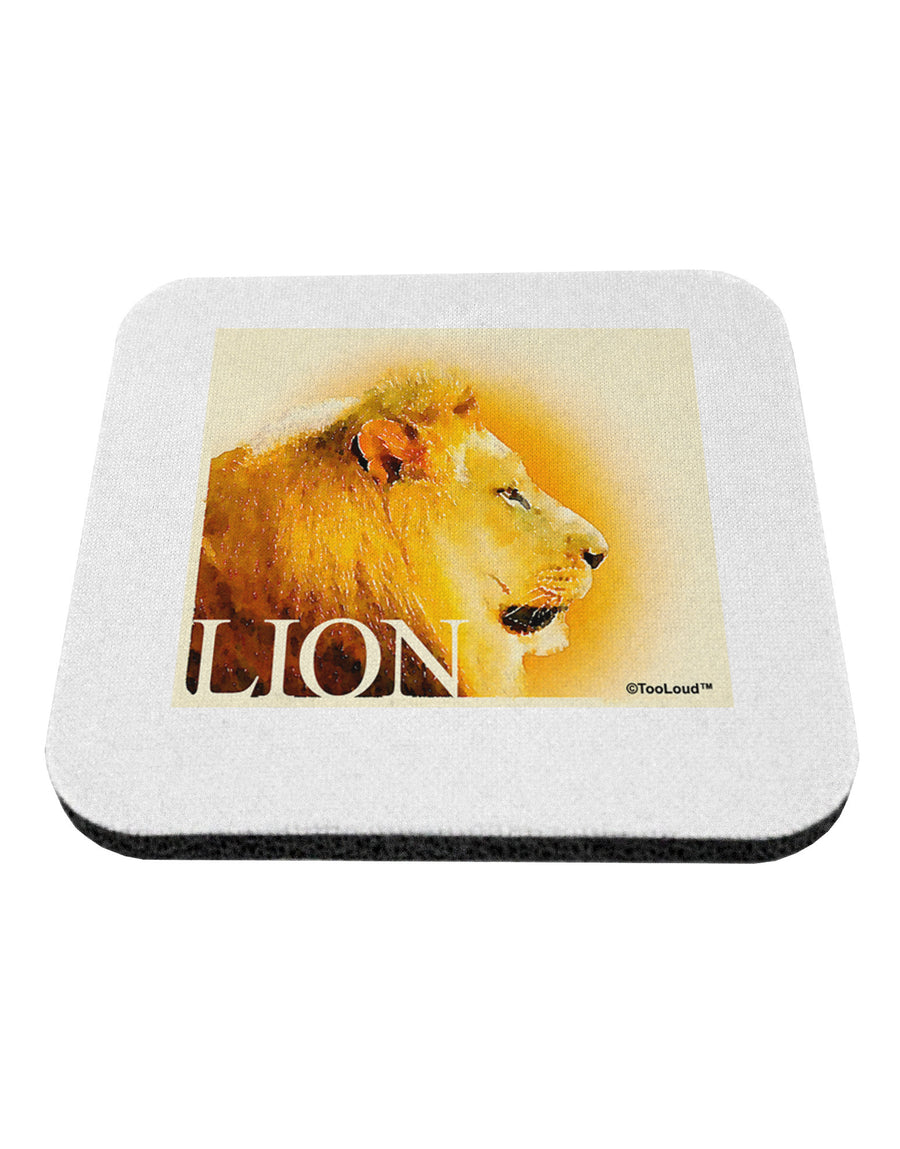 Lion Watercolor 3 Text Coaster-Coasters-TooLoud-White-Davson Sales