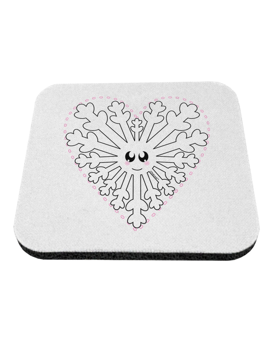 Heart Snowflake Christmas Coaster-Coasters-TooLoud-White-Davson Sales