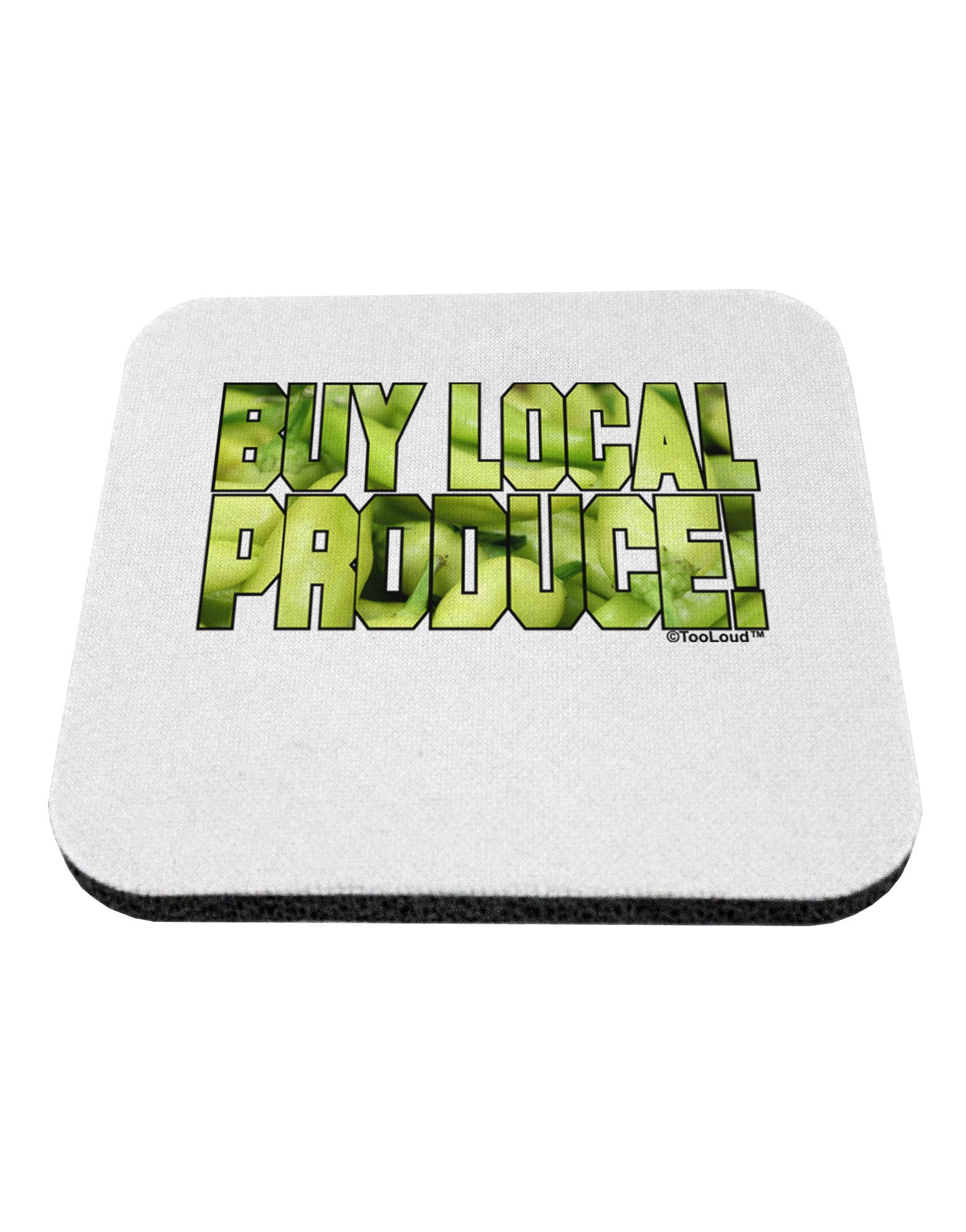 Buy Local - Jalapenos Text Coaster-Coasters-TooLoud-White-Davson Sales