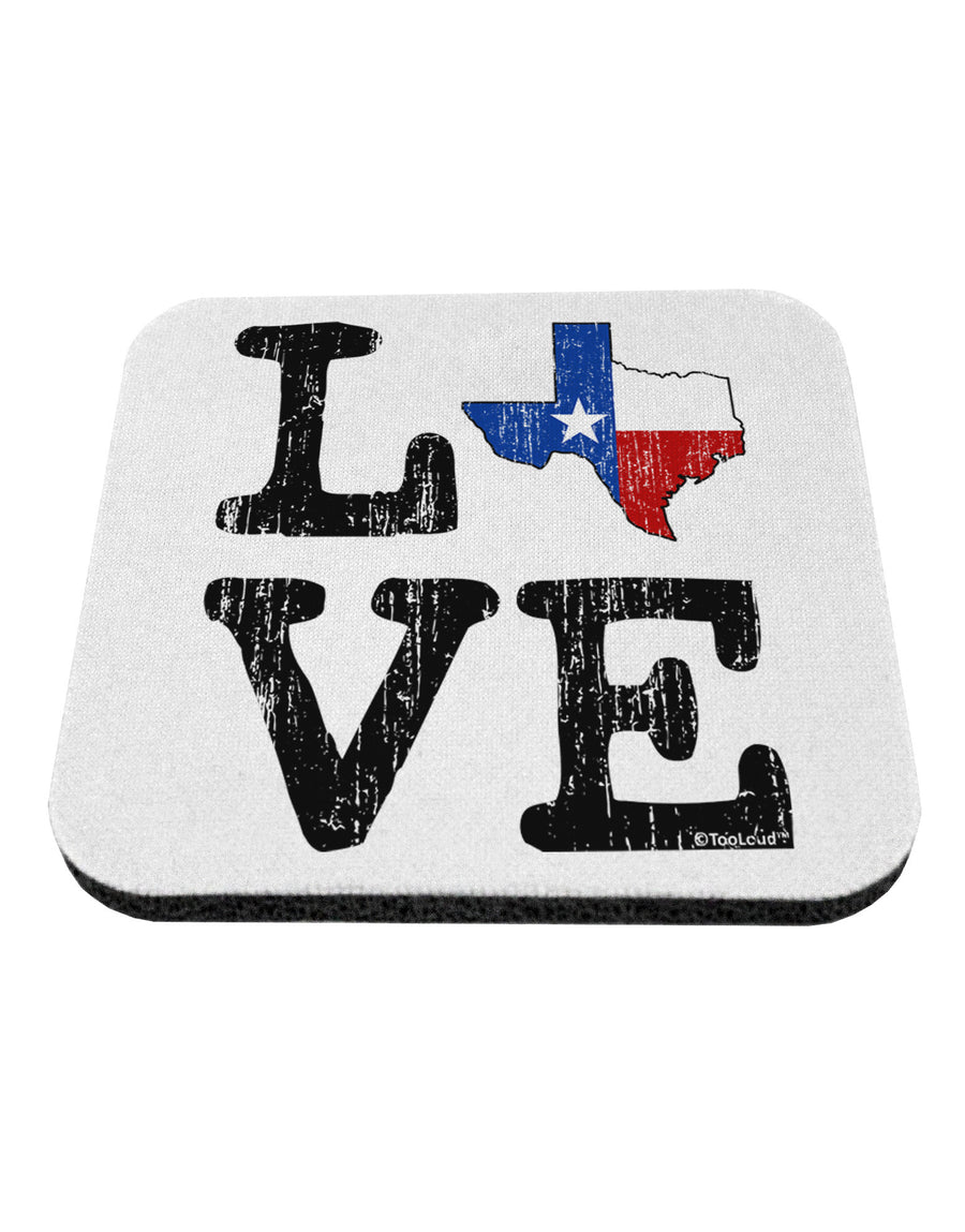 Texas Love Distressed Design Coaster by TooLoud-Coasters-TooLoud-White-Davson Sales