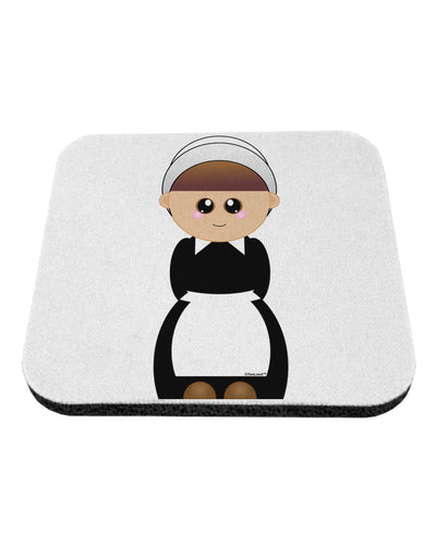 Cute Pilgrim Girl Thanksgiving Coaster-Coasters-TooLoud-White-Davson Sales