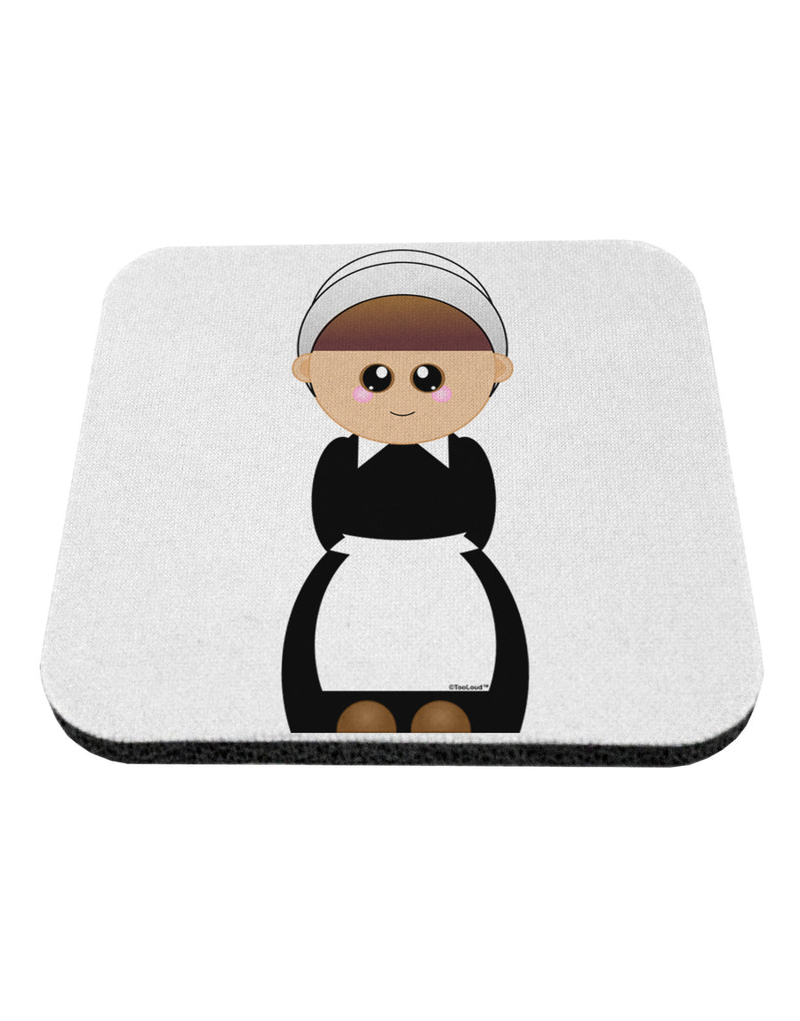 Cute Pilgrim Girl Thanksgiving Coaster-Coasters-TooLoud-White-Davson Sales