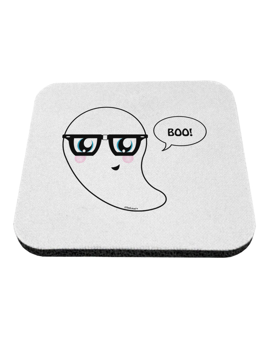 Cute Nerd Ghost Boo Halloween Coaster-Coasters-TooLoud-White-Davson Sales