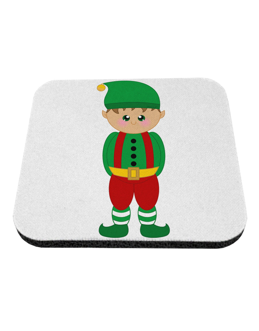 Cute Christmas Elf Boy Coaster-Coasters-TooLoud-White-Davson Sales