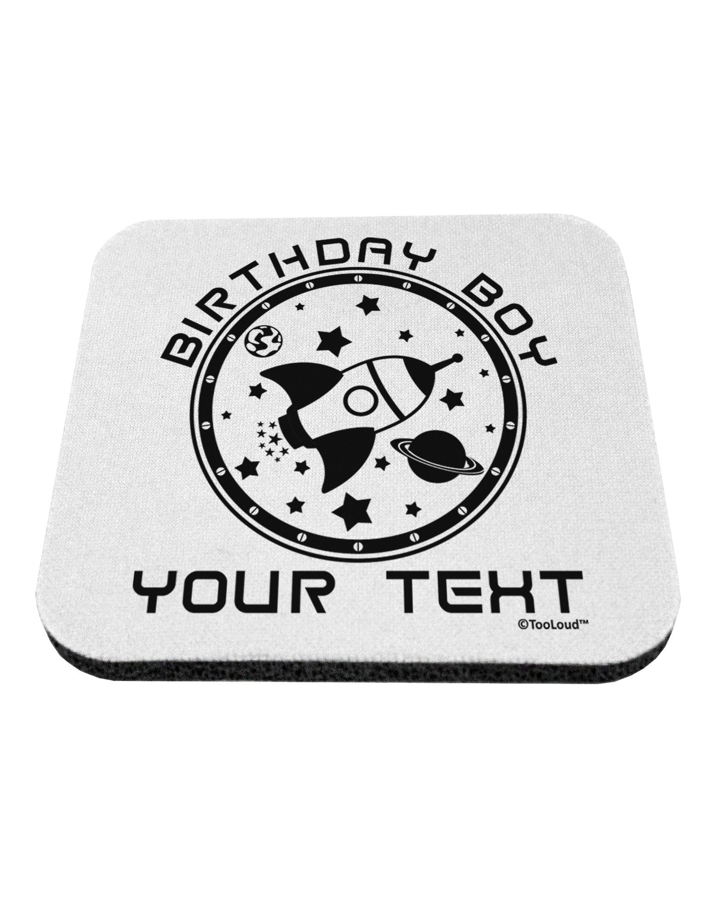 Personalized Birthday Boy Space with Customizable Name Coaster-Coasters-TooLoud-White-Davson Sales