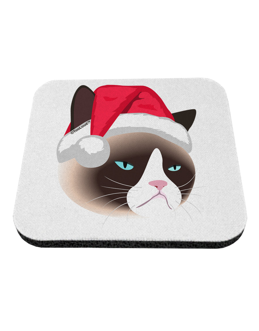 Santa Hat Disgruntled Siamese Cat Coaster by TooLoud-Coasters-TooLoud-1-Davson Sales