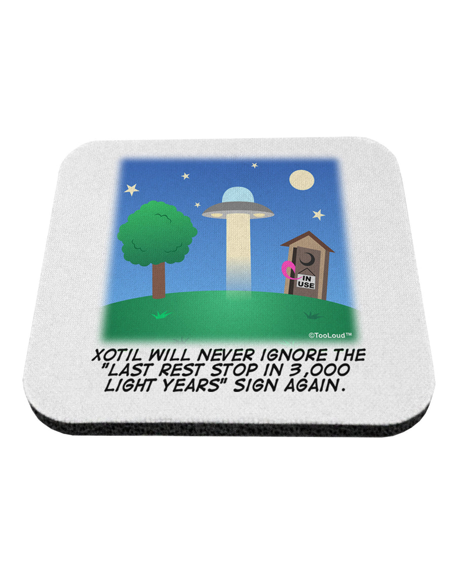 UFO Stopping At an Out-house Text Coaster by TooLoud-Coasters-TooLoud-White-Davson Sales