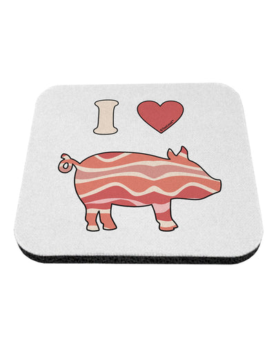 I Heart My Bacon Pig Silhouette Coaster by TooLoud-Coasters-TooLoud-White-Davson Sales