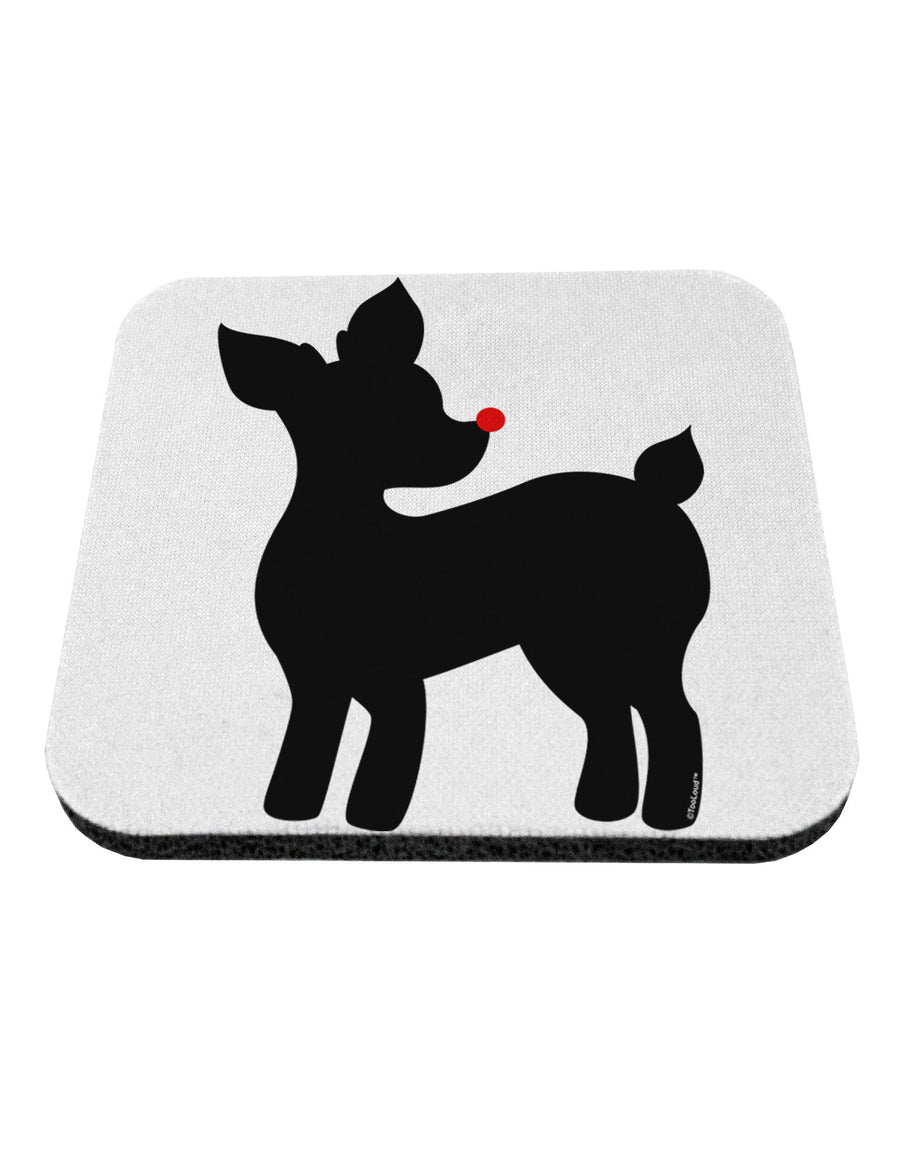 Cute Rudolph Silhouette - Christmas Coaster by TooLoud-Coasters-TooLoud-White-Davson Sales