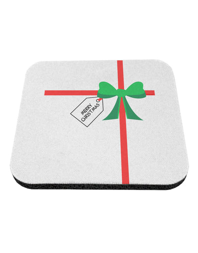 Merry Christmas Present Gift Coaster-Coasters-TooLoud-White-Davson Sales