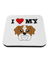 I Heart My - Cute Bulldog - Red Coaster by TooLoud-Coasters-TooLoud-White-Davson Sales