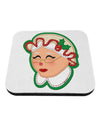 Cute Mrs Claus Face Faux Applique Coaster-Coasters-TooLoud-White-Davson Sales