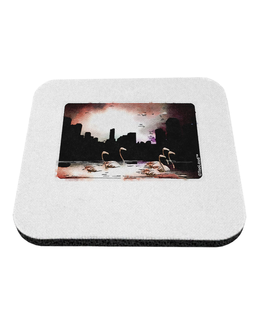 Nighttime Flamingos Coaster-Coasters-TooLoud-White-Davson Sales