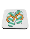 Striped Flip Flops - Teal and Orange Coaster-Coasters-TooLoud-White-Davson Sales