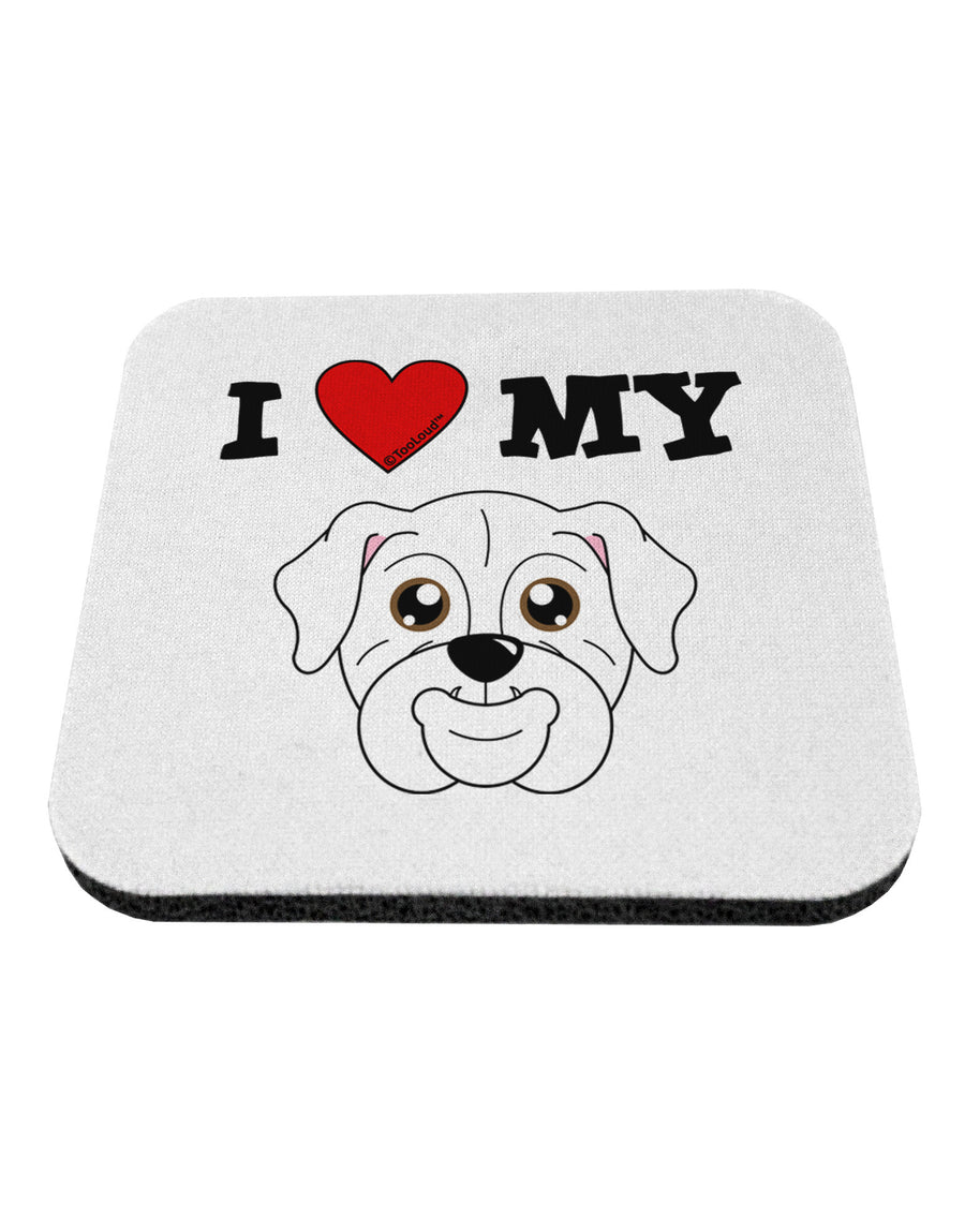 I Heart My - Cute Bulldog - White Coaster by TooLoud-Coasters-TooLoud-White-Davson Sales