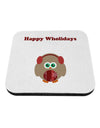 Happy Wholidays Winter Owl With Earmuffs Coaster-Coasters-TooLoud-White-Davson Sales