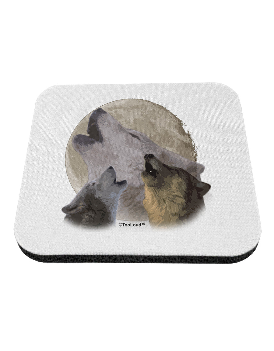 Three Wolves Howling at the Moon Coaster by TooLoud-Coasters-TooLoud-White-Davson Sales