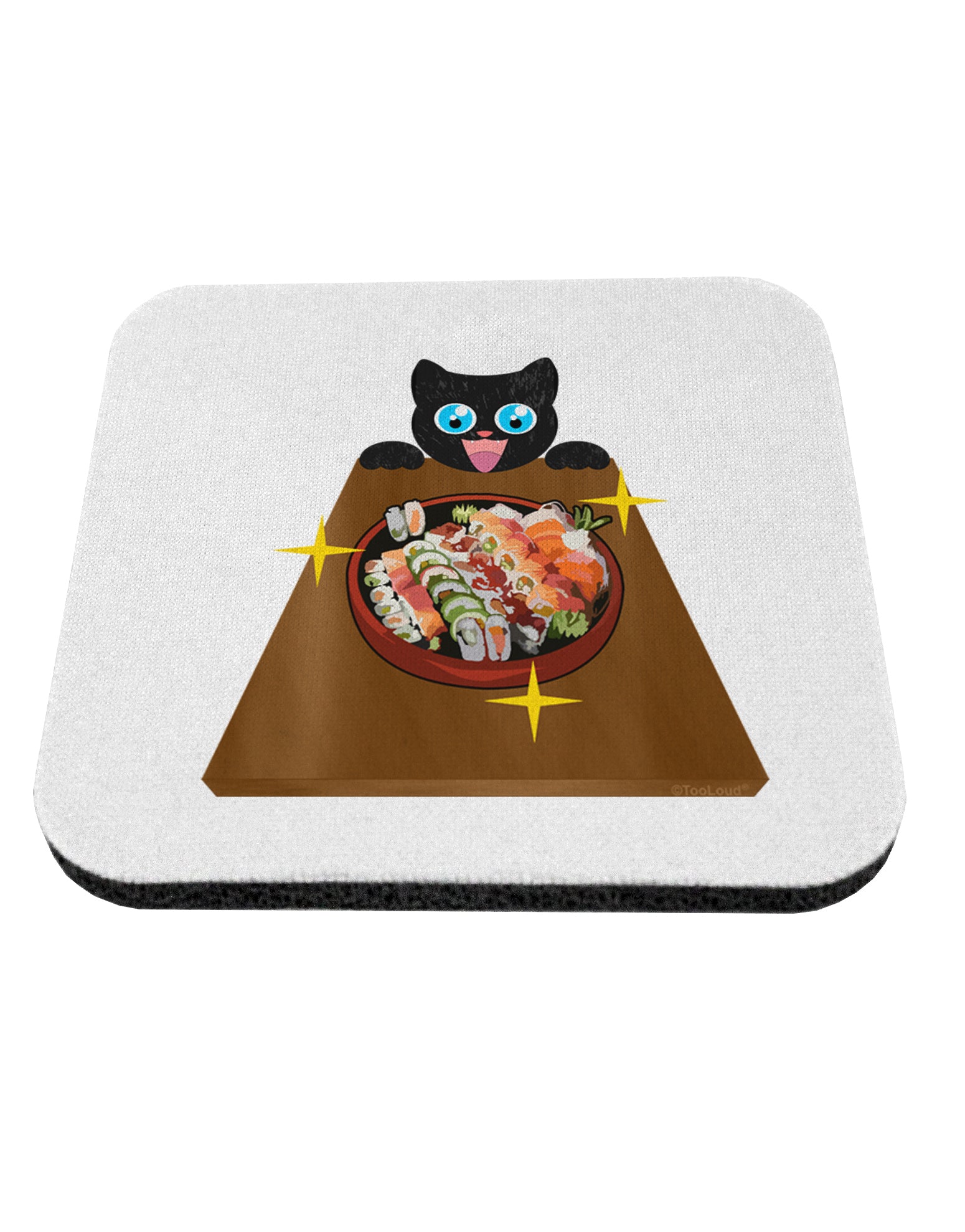 Anime Cat Loves Sushi Coaster by TooLoud-Coasters-TooLoud-1-Davson Sales