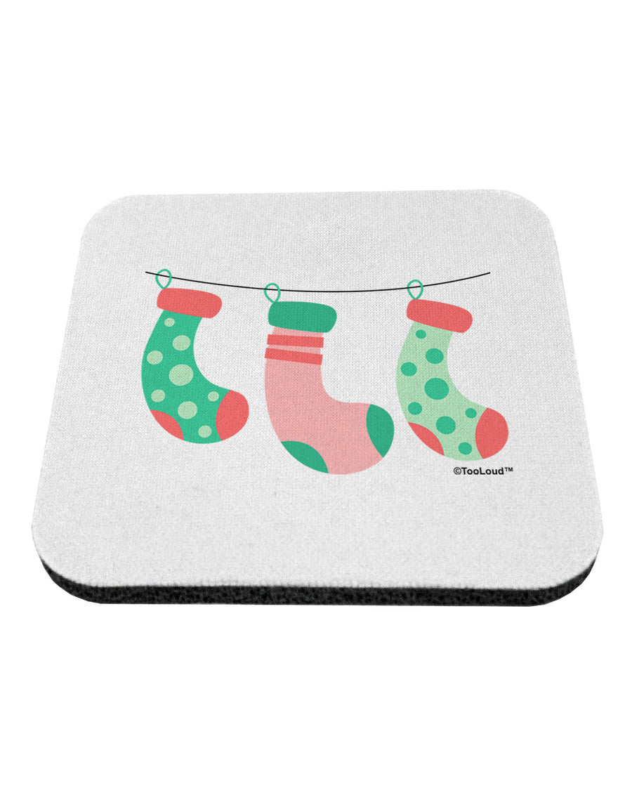 Cute Hanging Christmas Stockings Coaster by TooLoud-Coasters-TooLoud-White-Davson Sales