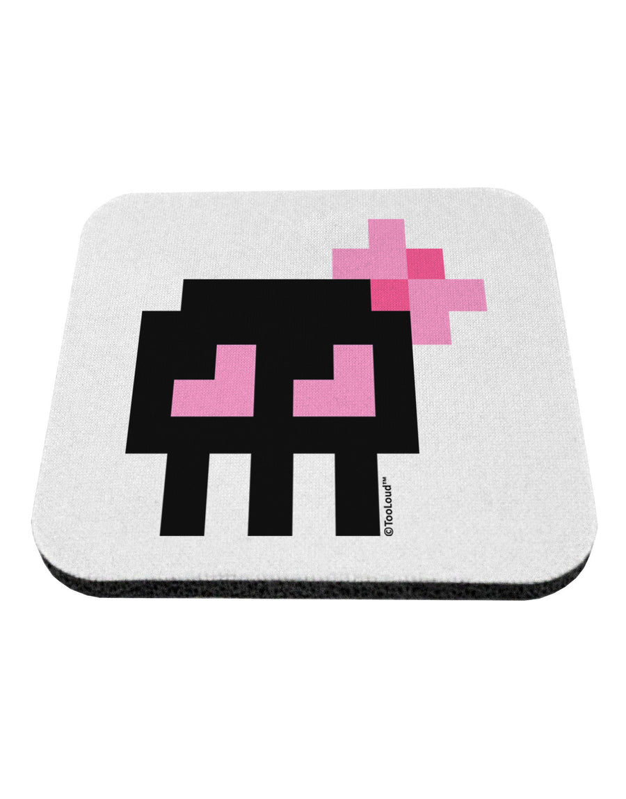 Retro 8-Bit Skull with Pink Bow Coaster-Coasters-TooLoud-White-Davson Sales