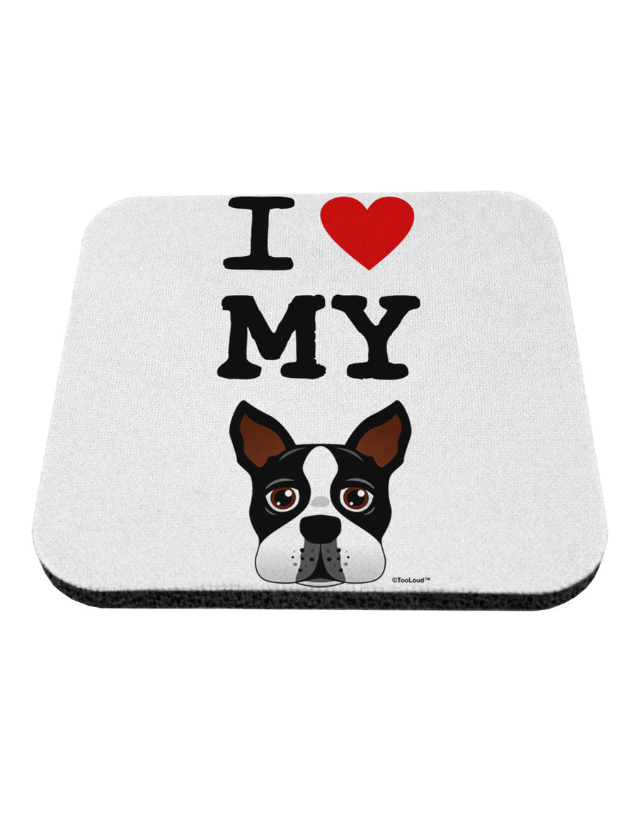 I Heart My Boston Terrier Coaster-Coasters-TooLoud-White-Davson Sales