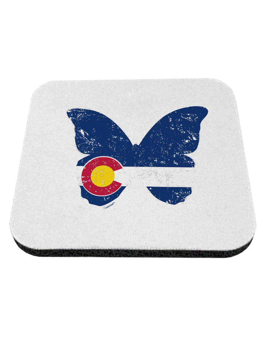 TooLoud Grunge Colorado Butterfly Flag Coaster-Coasters-TooLoud-1 Piece-Davson Sales