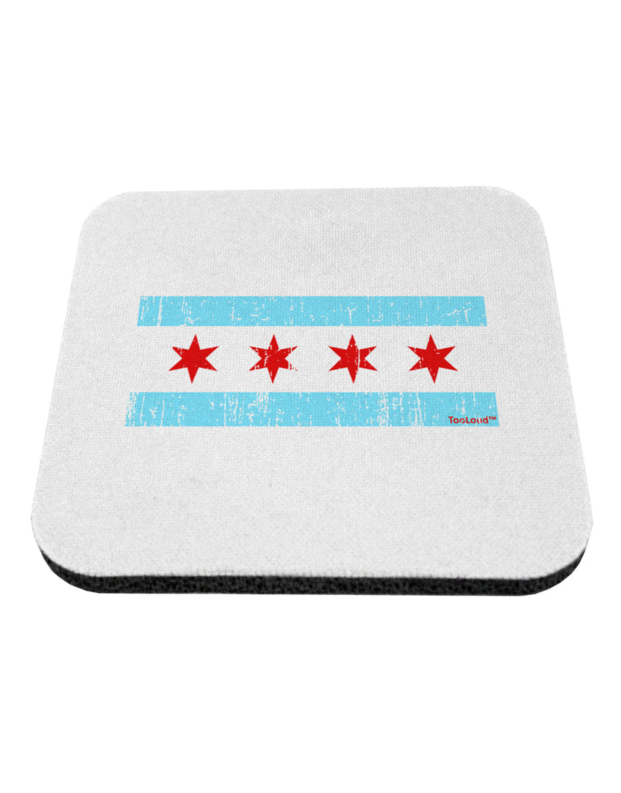 Distressed Chicago Flag Design Coaster by TooLoud-Coasters-TooLoud-White-Davson Sales