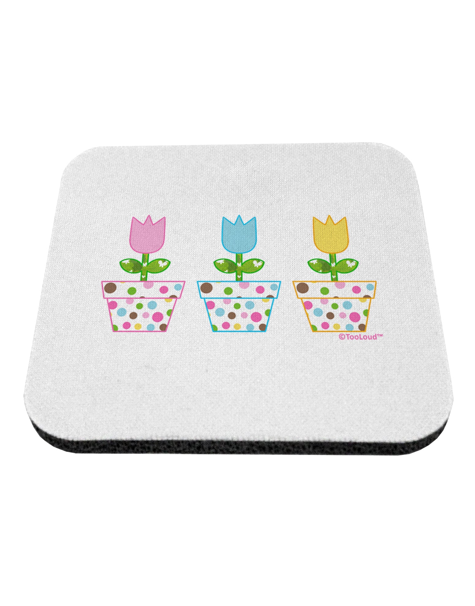 Three Easter Tulips Coaster by TooLoud-Coasters-TooLoud-White-Davson Sales